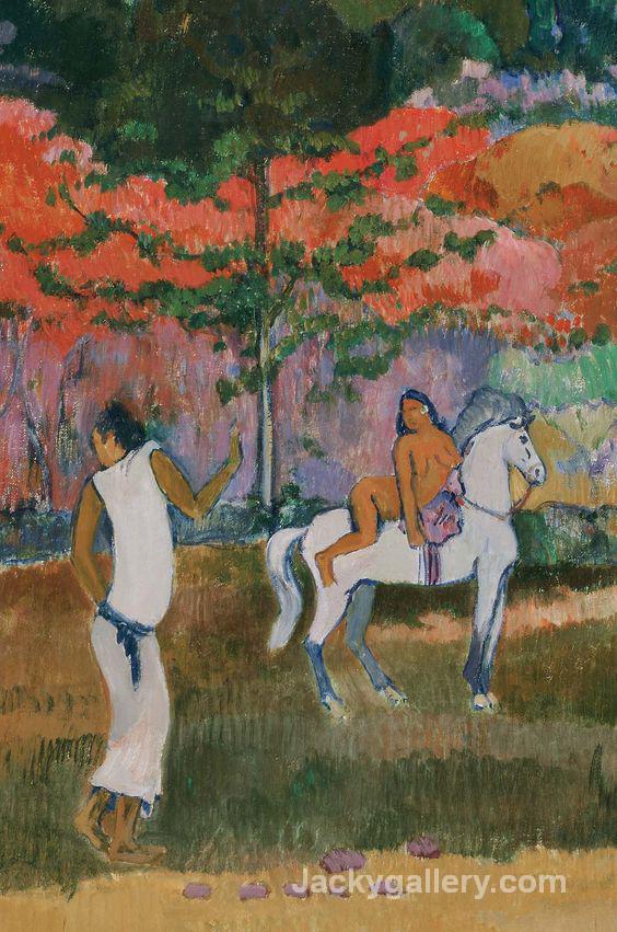 Femme et cheval blanc by Paul Gauguin paintings reproduction